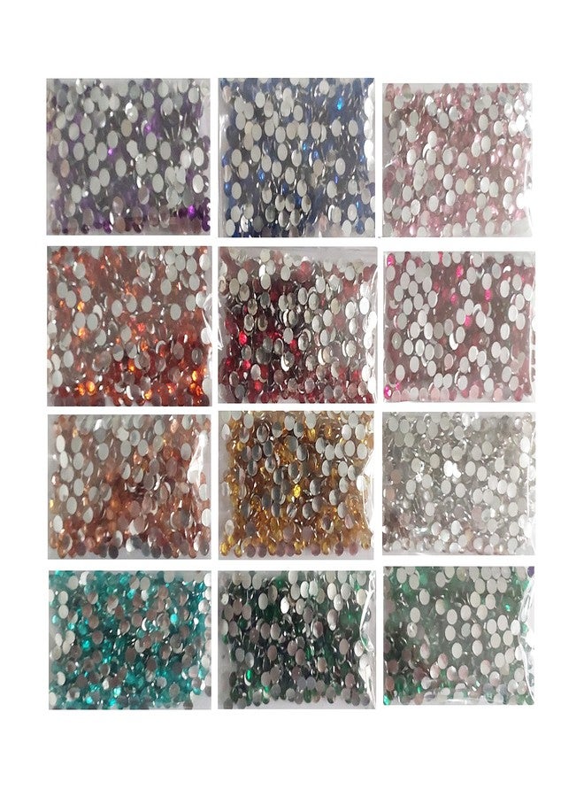 eshoppee 4 Mm Resin Chandla Kundan Stone Rhinestone Beads For Dress Making Art And Craft Jewellery Making,Embroidery Material Diy Kit (12 Colors), Multicolor - Image 2